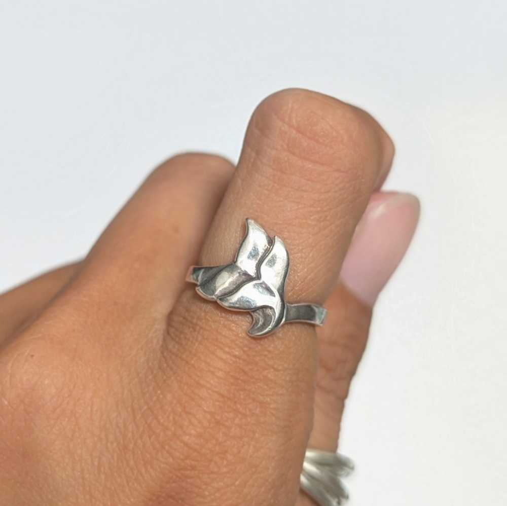 Sterling Silver ring Peter Stone double whale tail nautical 925 Sea Marine
